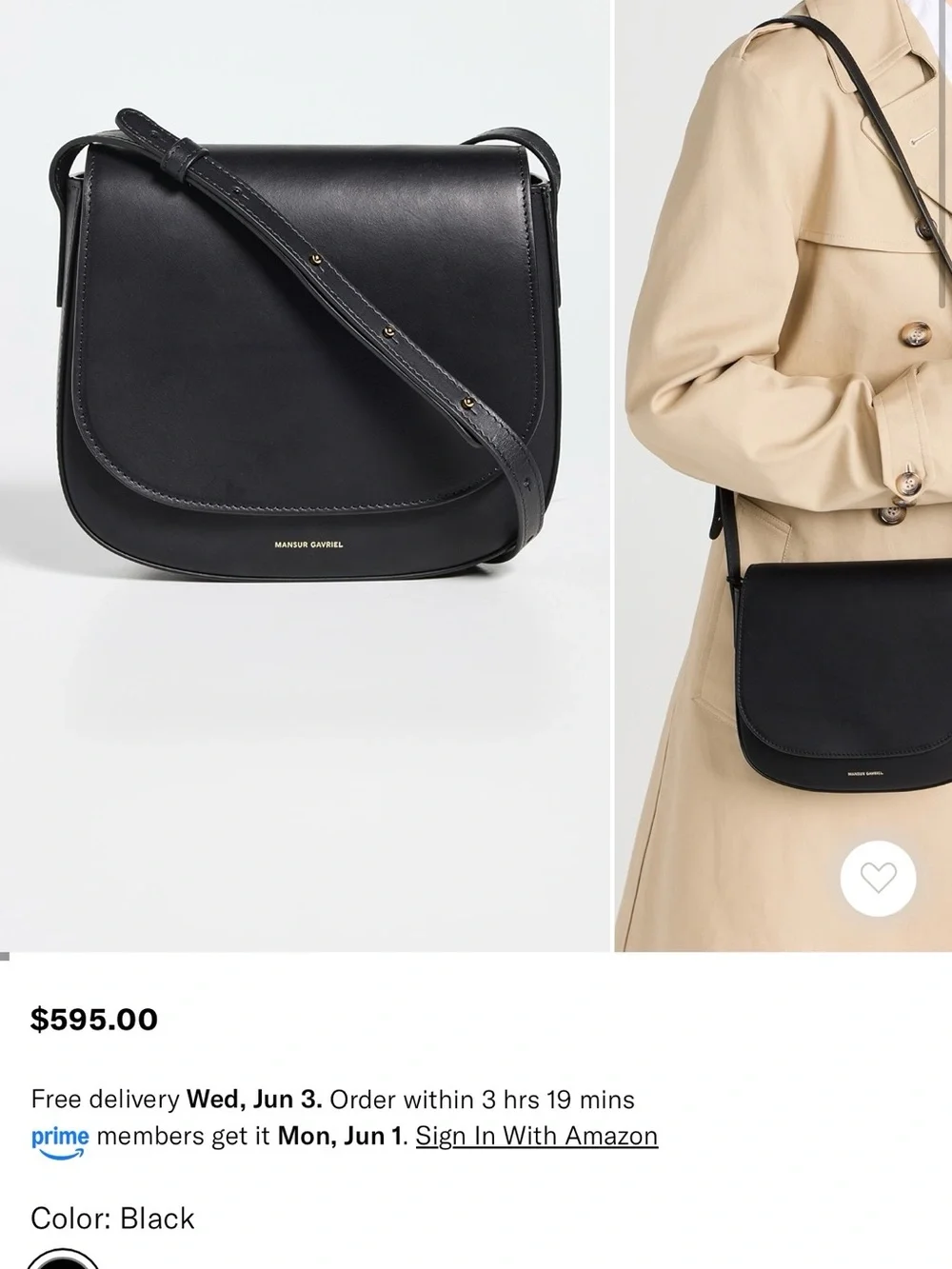 Mansur Gavriel Classic Mini Leather Crossbody Saddle Bag